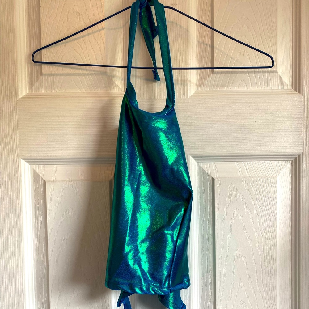 Alien Flesh Chrome Halter Crop Top